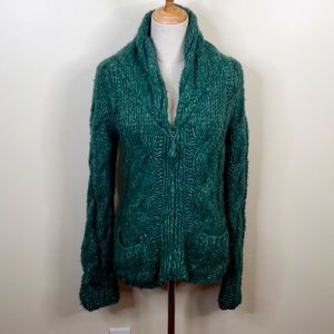 Sleeping on Snow Teal Cable Knit Sweater